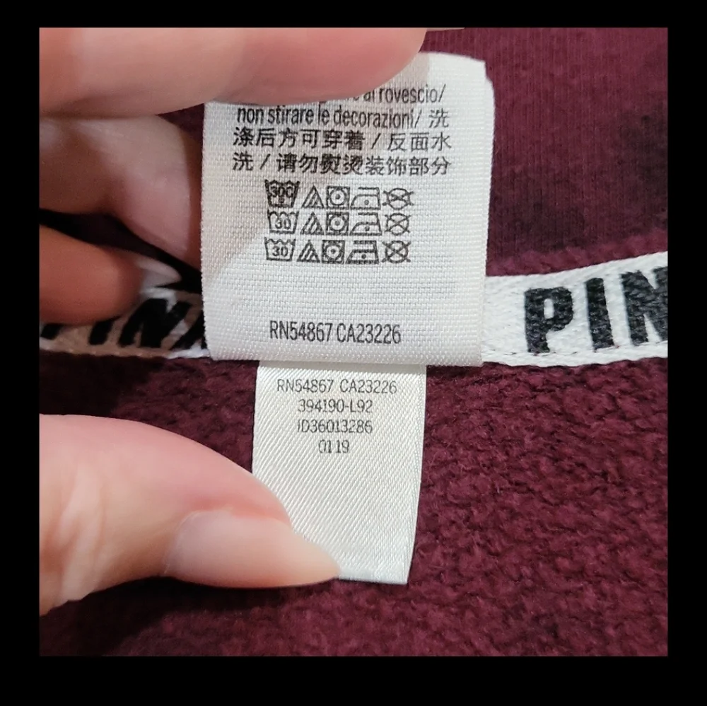 Victoria's Secret PINK Maroon Tie-Dye Sweatshirt